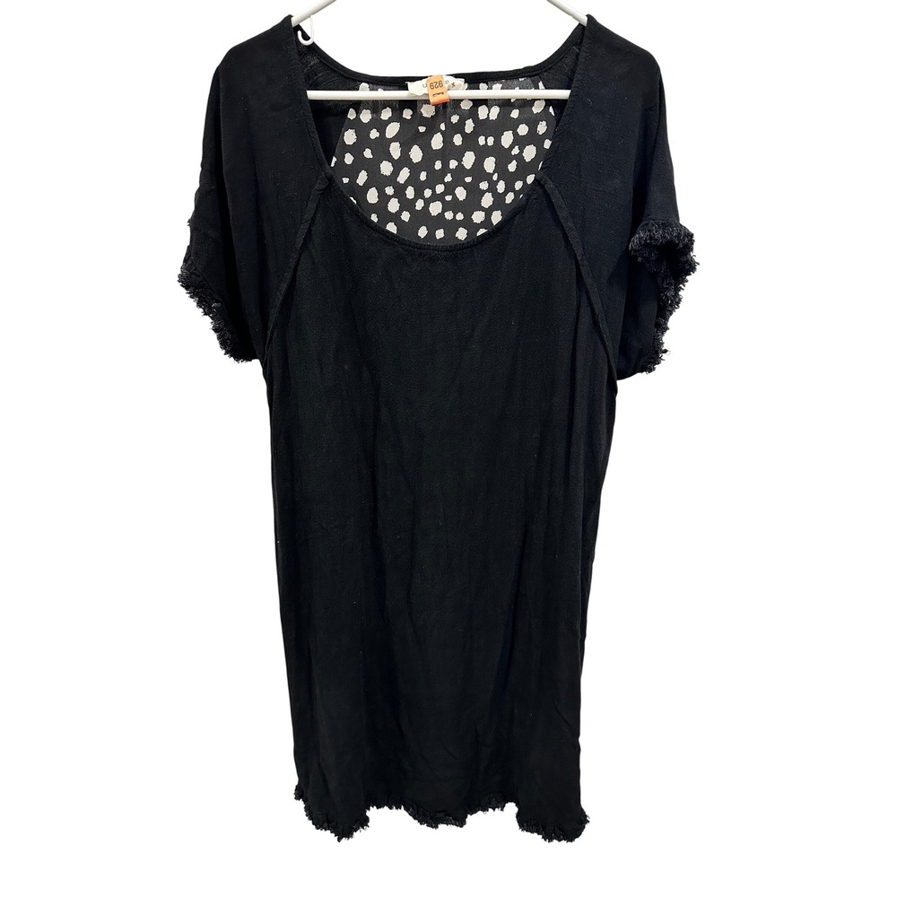 Umgee USA Black‎ Linen Blend Dress Fringe Trim Details Women's Size XL